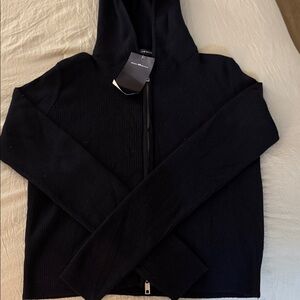 Brandy Melville: Navy Hooded Zip-Up Sweater